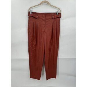 Ann Taylor Pant Women 10 Rust Orange Vegan Faux Leather Academia Granolagirl